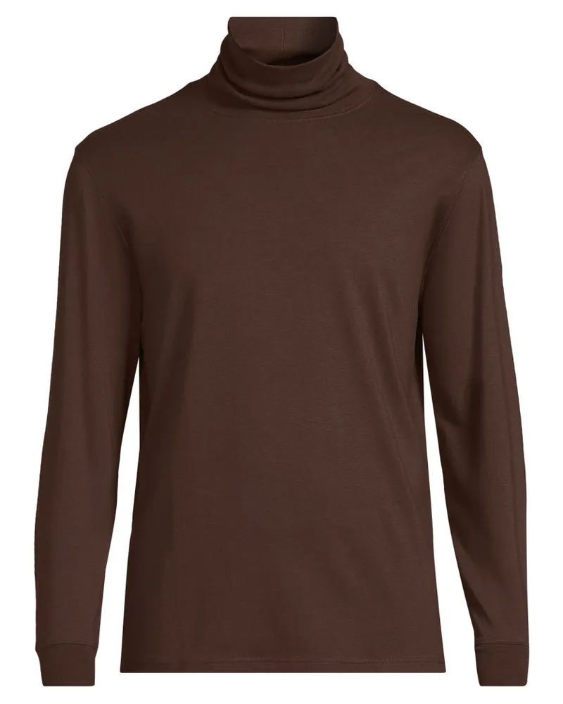 Lands' End Super-T Rollkragenshirt, Classic Fit, Herren, Größe regular, Braun, Baumwolle, by Braun