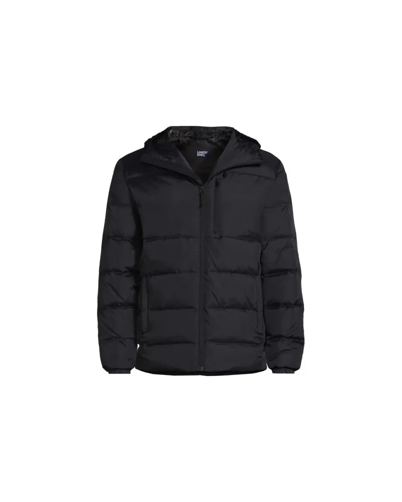 Lands' End Daunen-Steppjacke mit Kapuze, Herren, Größe:48-50 regular, Schwarz, Polyester/Nylon/Daunen, by Schwarz