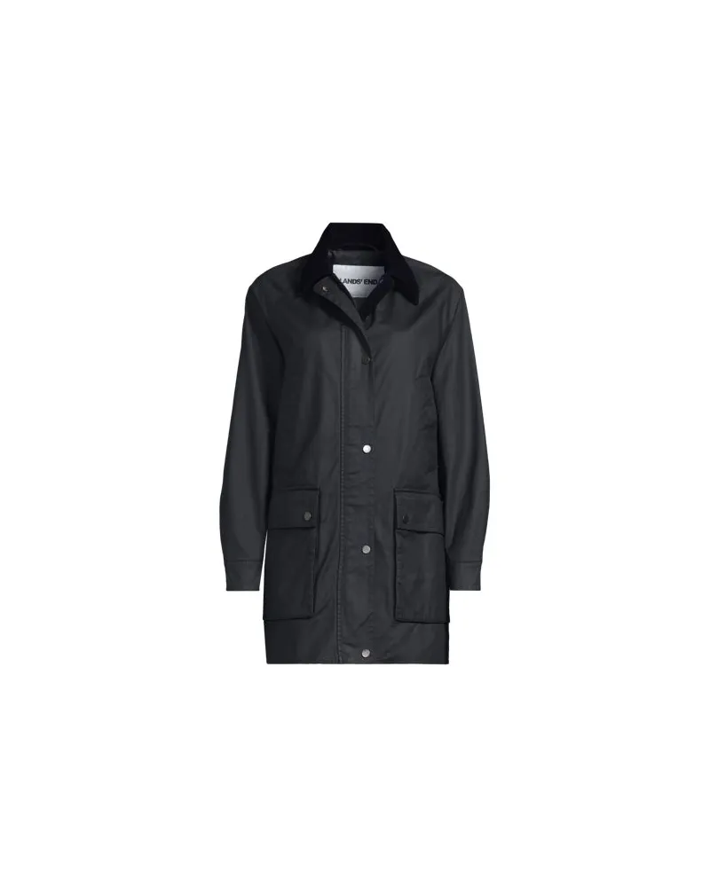 Lands' End Lange Wachsjacke aus Baumwolle, Damen, Größe:40-42 regular, Blau, Baumwoll-Mischung/Polyester-Mischung, by Blau