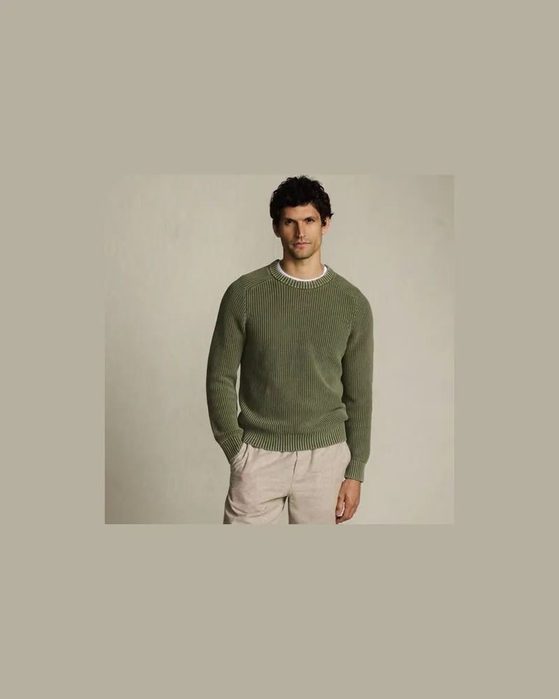 Lands' End DRIFTER Pullover im Shaker-Rippstrick, Herren, Größe:60 regular, Grün, Baumwolle, by Grün