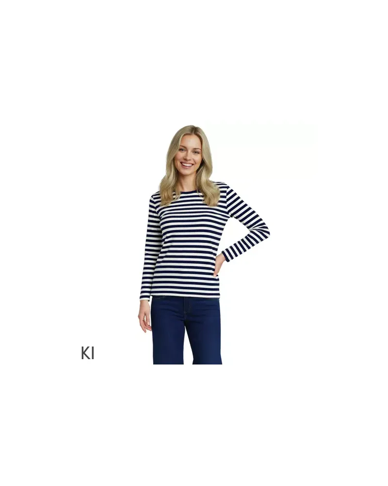 Lands' End Supima-Shirt, Langarm, Damen, Größe regular, Blau, Baumwolle, by Blau