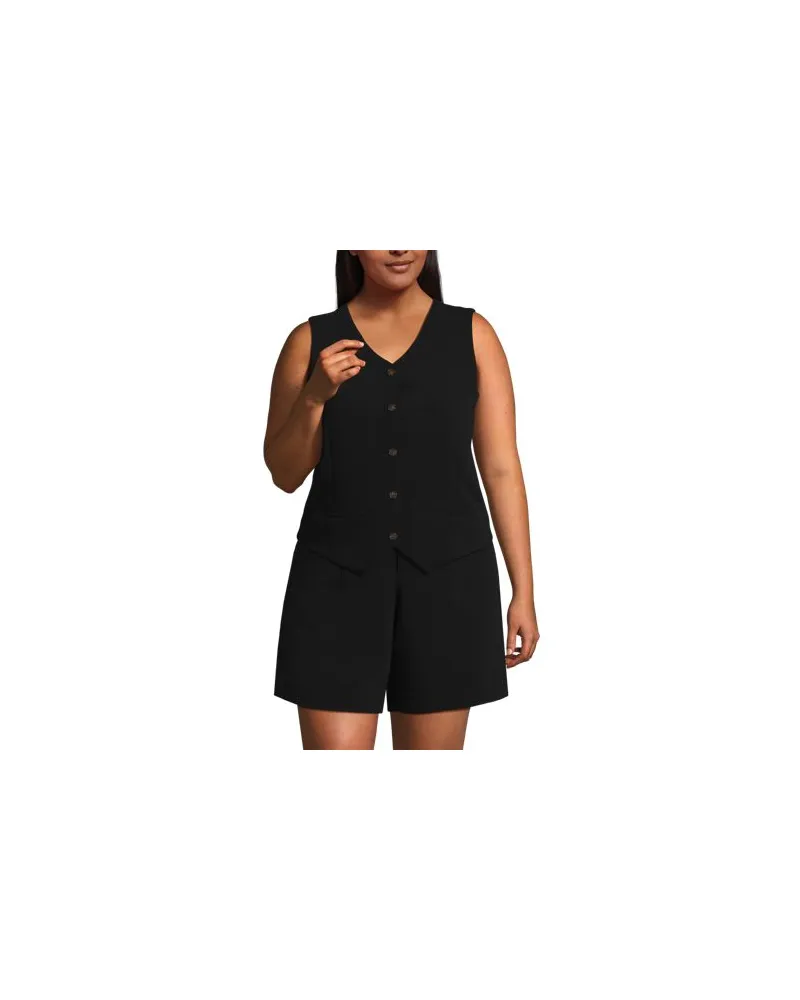 Lands' End Weste aus Crêpe, Damen, Größe plus, Schwarz, Polyester, by Schwarz