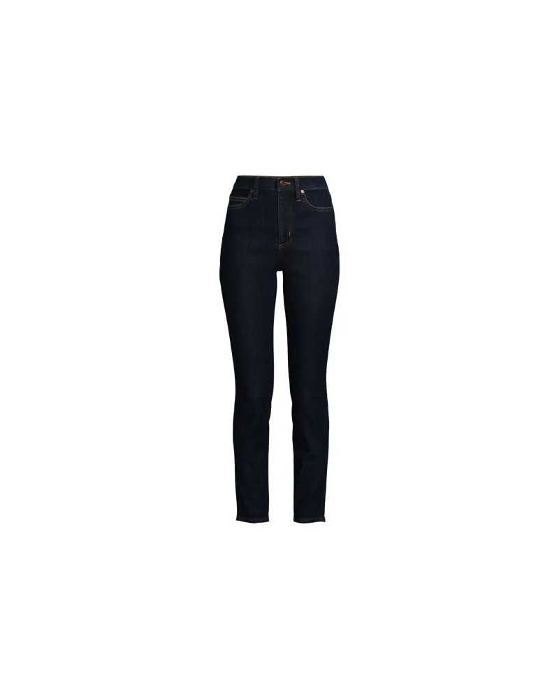 Lands' End Slim Fit Öko Jeans High Waist, Damen, Größe plus, Blau, Elasthan/Baumwoll-Mischung/Polyester-Mischung, by Blau