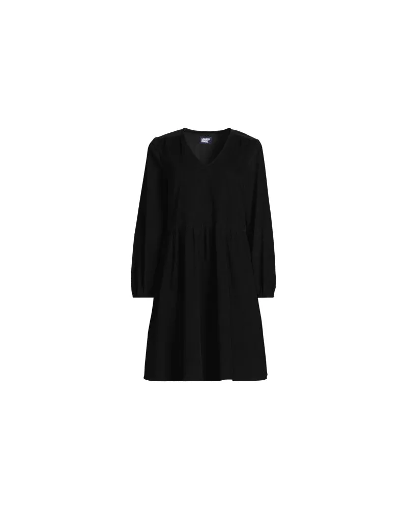 Lands' End Ausgestelltes Feincordkleid, Damen, Größe regular, Schwarz, Baumwolle, by Schwarz