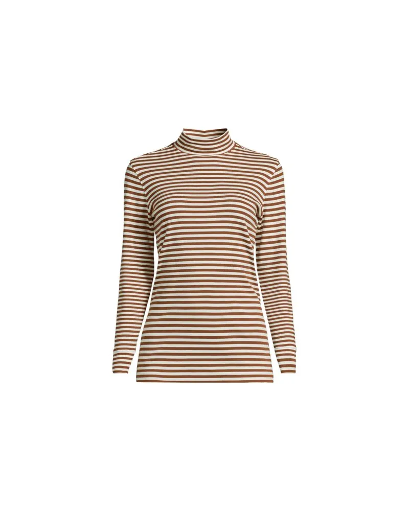Lands' End Stehkragen-Shirt, Damen, Größe plus, Braun, Baumwolle, by Braun