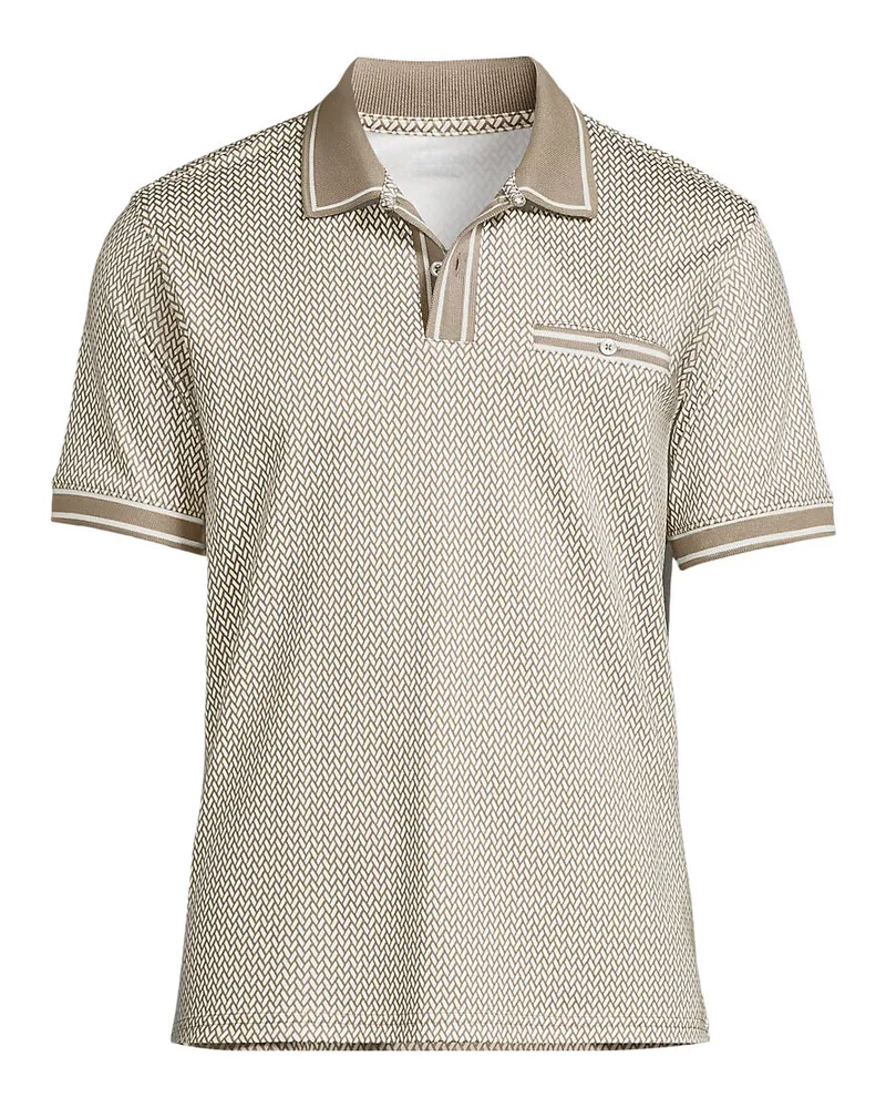 Lands' End Supima Poloshirt mit Brusttasche, Herren, Größe regular, Beige, Baumwolle, by Beige