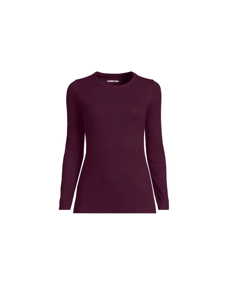 Lands' End Langarmshirt aus mikrofeinem Baumwollripp, Damen, Größe:44-46 petite, Lila, Baumwolle/Elasthan, by Lila