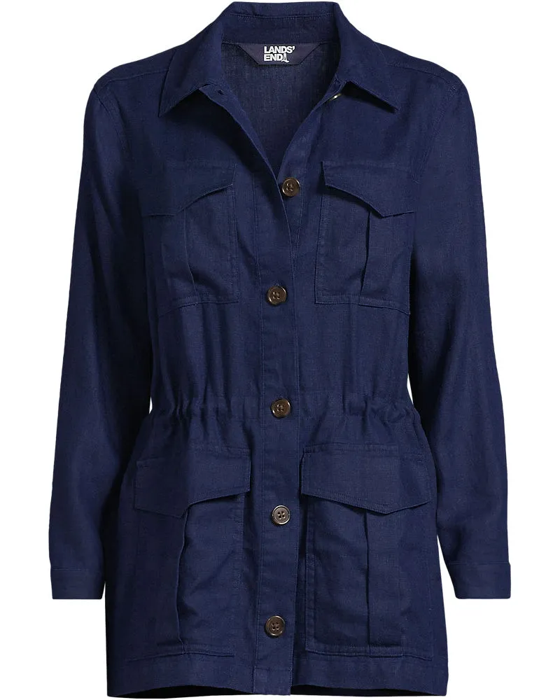 Lands' End Hemdjacke aus Leinen, Damen, Größe regular, Blau, Leinen, by Blau