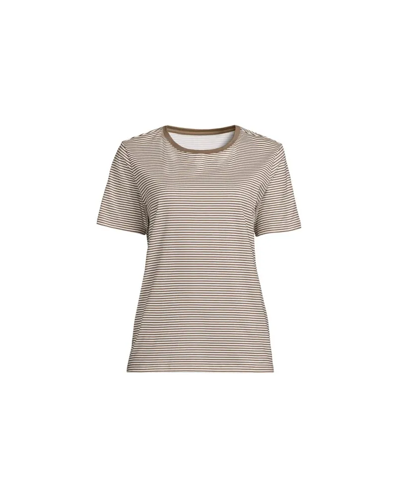 Lands' End Supima Kurzarm-Shirt mit rundem Ausschnitt, Damen, Größe:44-46 petite, Braun, Baumwolle, by Braun