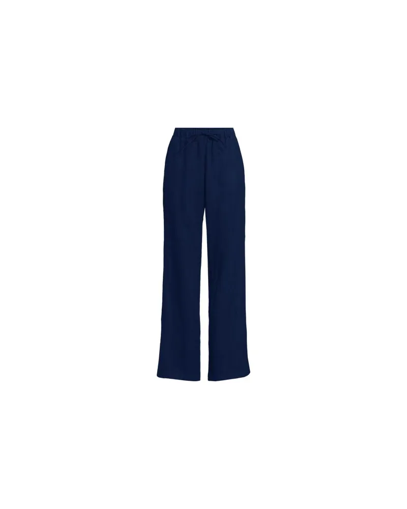 Lands' End Weite Schlupfhose aus reinem Leinen, Damen, Größe regular, Blau, by Blau