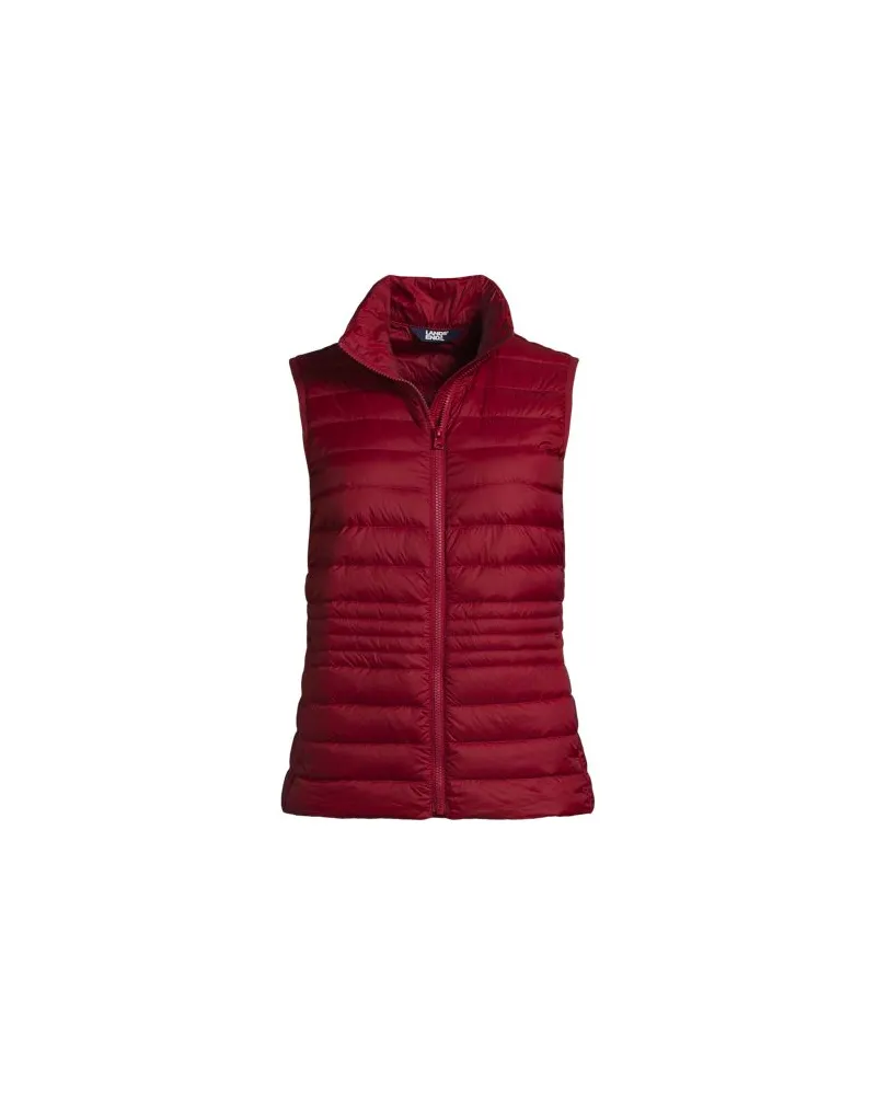 Lands' End Daunenweste WANDERWEIGHT Verstaubar Ultraleicht, Damen, Größe regular, Rot, Nylon, by Rot