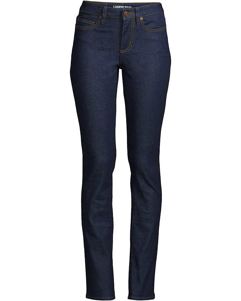 Lands' End Straight Fit Recover Jeans Mid Waist, Damen, Größe plus, Blau, Elasthan/Baumwoll-Mischung/Polyester-Mischung, by Blau