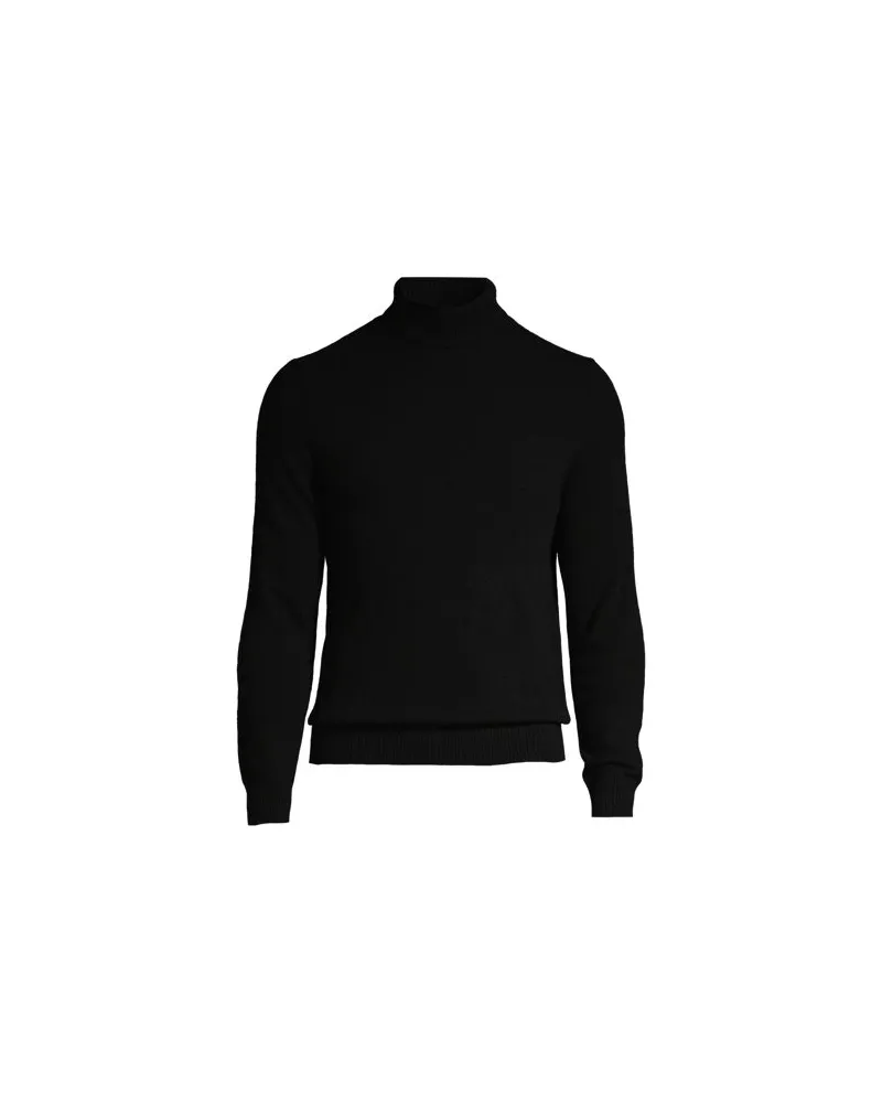 Lands' End Kaschmir-Rollkragenpullover, Herren, Größe:60 regular, Schwarz, Kaschmir, by Schwarz