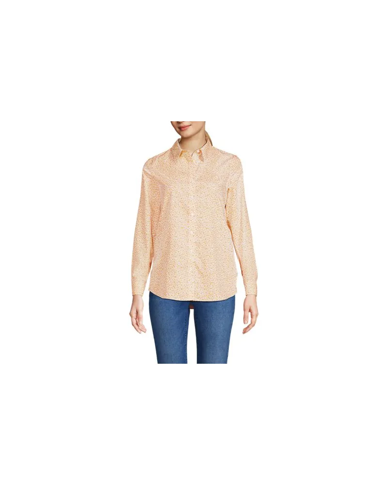 Lands' End Bügelfreie Baumwoll-Bluse, Damen, Größe regular, Orange, Baumwolle, by Orange