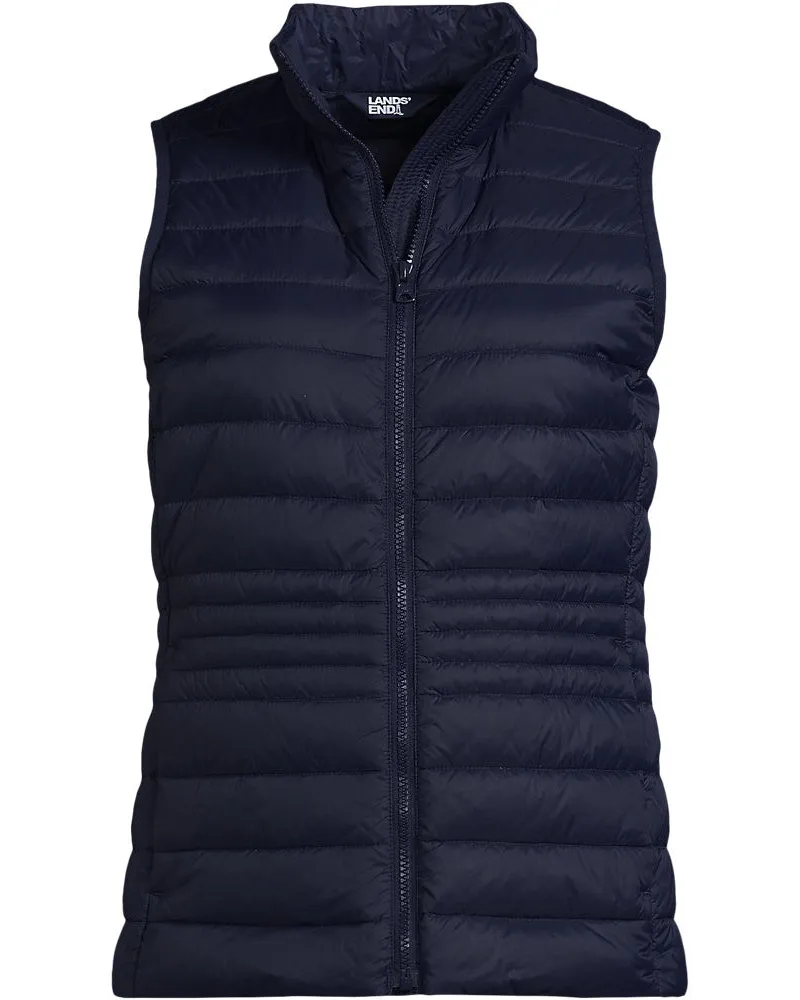 Lands' End Daunenweste WANDERWEIGHT Verstaubar Ultraleicht, Damen, Größe regular, Blau, Nylon, by Blau
