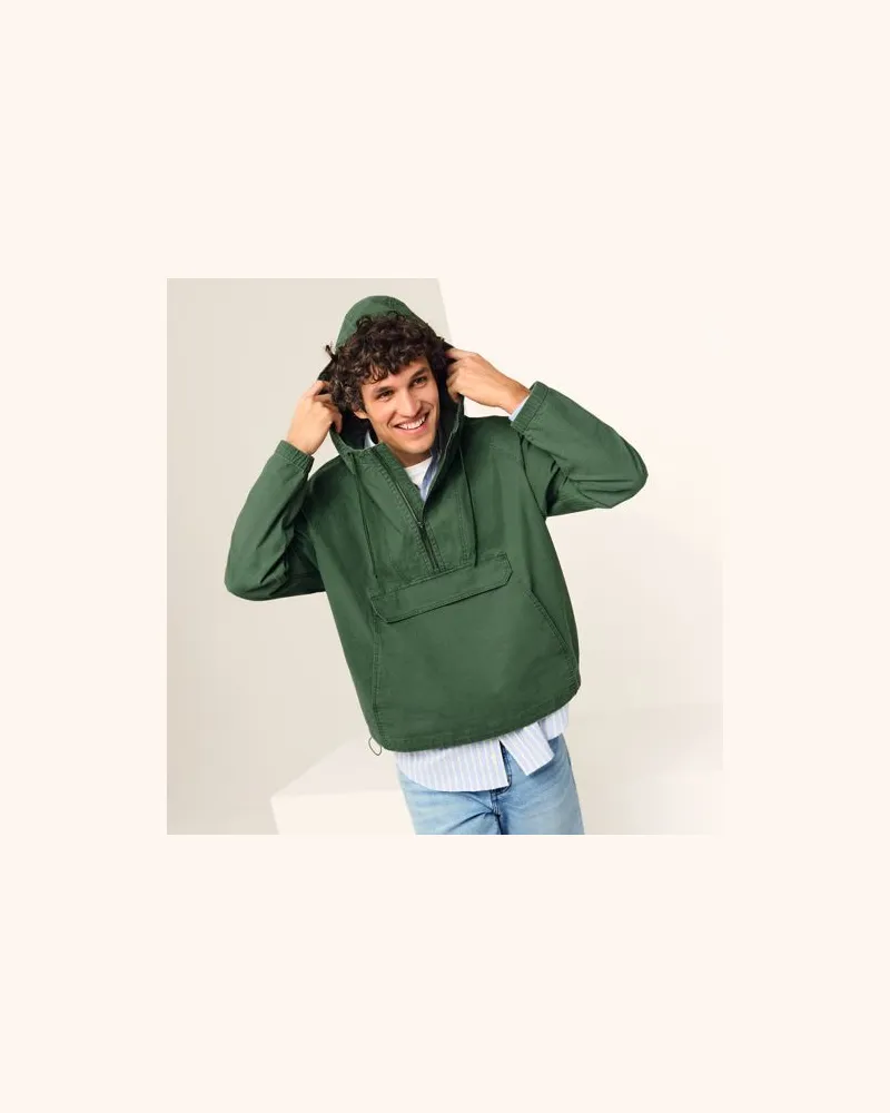 Lands' End Kapuzen-Anorak aus Baumwolle, Herren, Größe:52-54 regular, Grün, Elasthan/Baumwoll-Mischung, by Grün