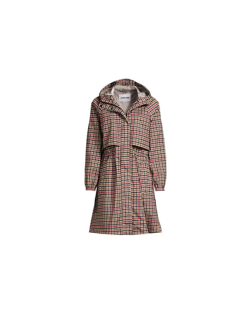 Lands' End Verstaubarer wasserdichter Squall Kapuzen-Regenmantel Gemustert, Damen, Größe plus, Orange, Polyester, by Orange