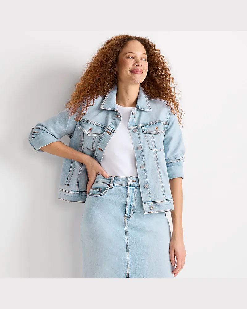 Lands' End Jeansjacke, Damen, Größe regular, Blau, Baumwolle/Elasthan/Polyester, by Blau