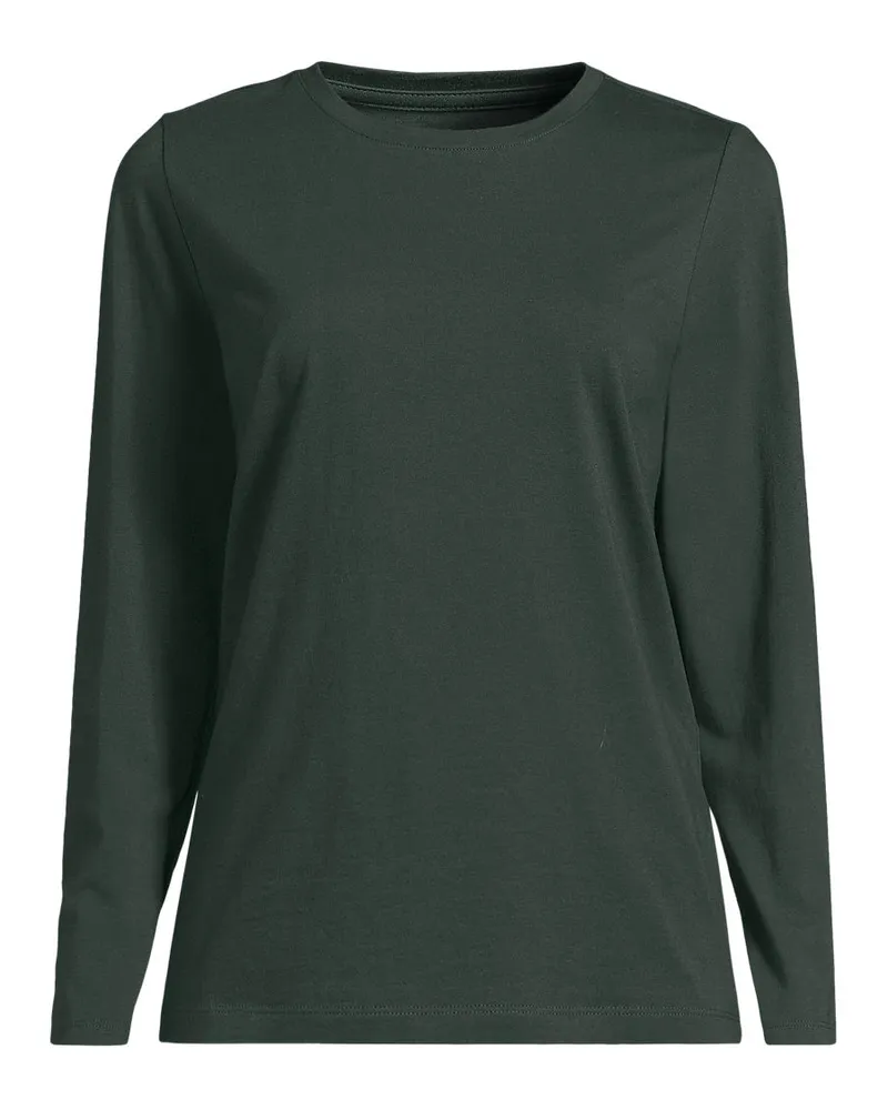 Lands' End Supima-Shirt, Langarm, Damen, Größe plus, Grün, Baumwolle, by Grün