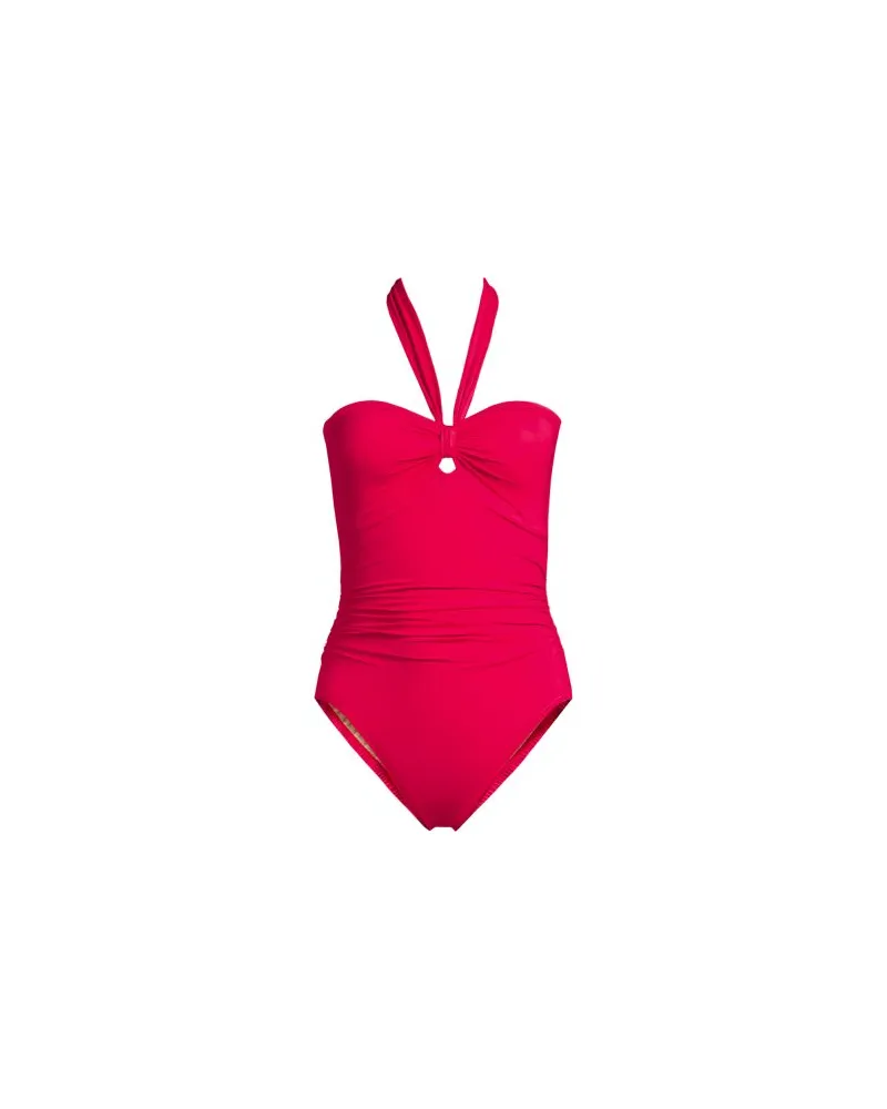 Lands' End Wandelbarer Bandeau-Badeanzug Slender, hoher Beinausschnitt, Damen, Größe plus, Rot, Elasthan/Nylon-Mischung, by Rot