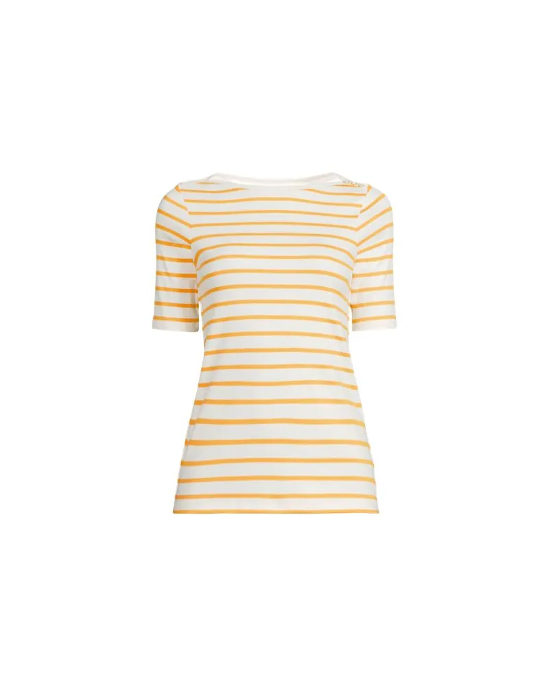 Lands' End Supima-Shirt aus Baumwolle mit U-Boot-Ausschnitt, Damen, Größe plus, Weiß, Baumwolle, by Weiß
