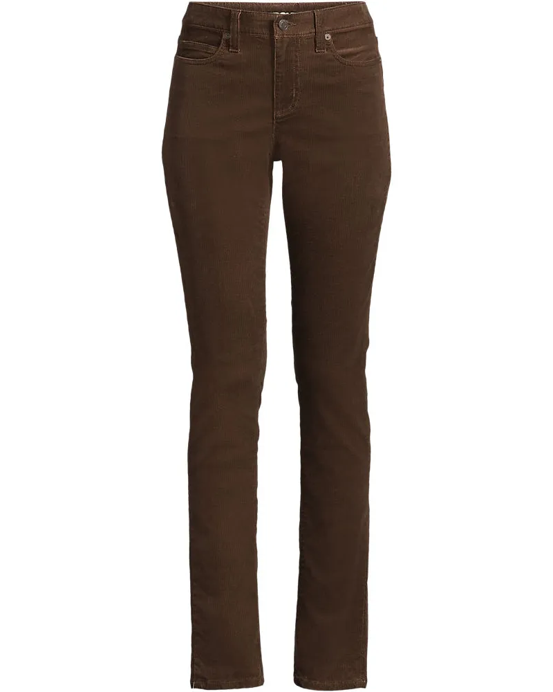 Lands' End Straight Fit Cordhose Mid Waist, Damen, Größe regular, Braun, Baumwoll-Mischung, by Braun