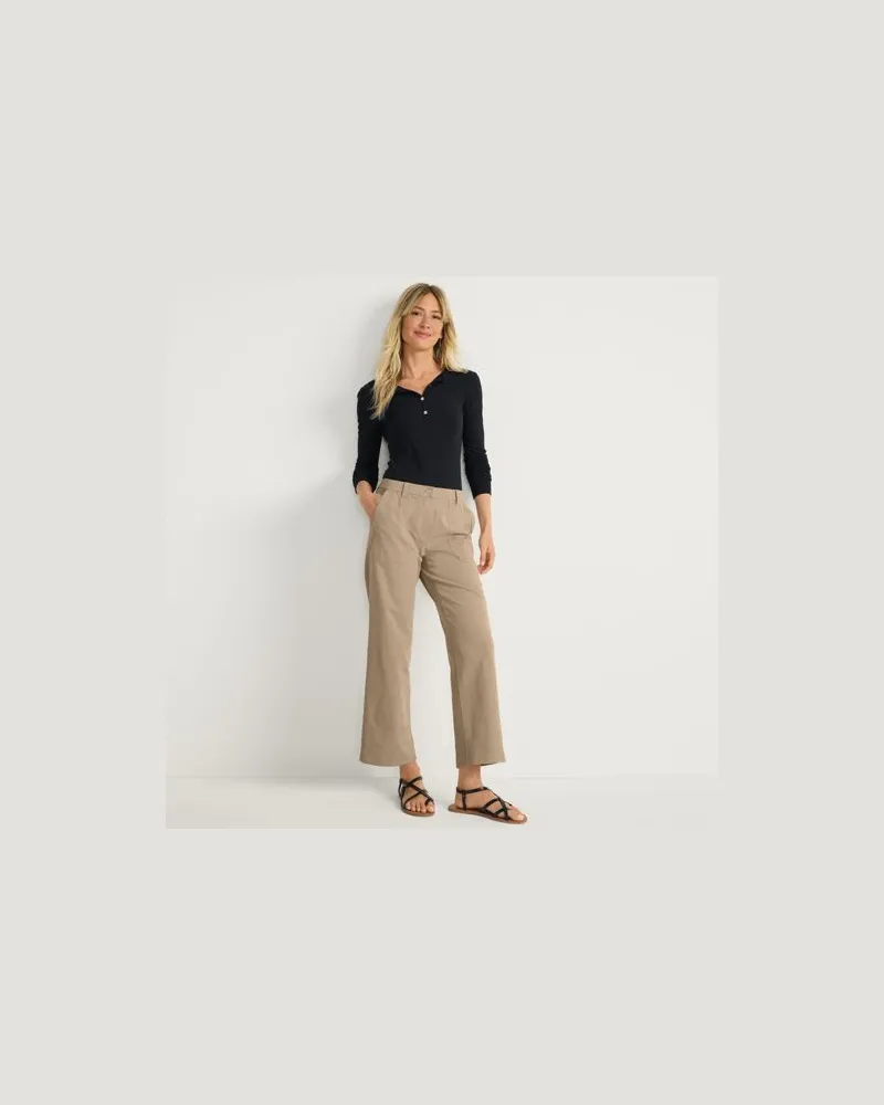 Lands' End Straight Fit 7/8-Chinos, Damen, Größe regular, Braun, Baumwolle/Lyocell (Viskose)/Baumwoll-Mischung, by Braun