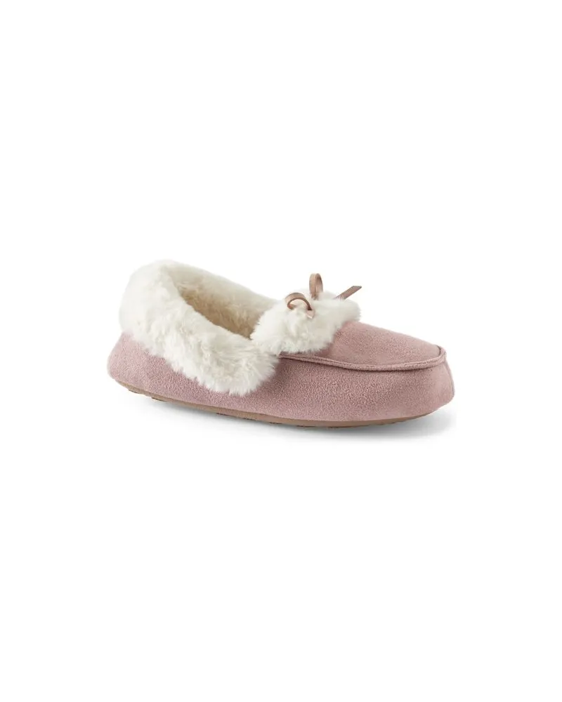 Lands' End Mokassin-Slipper in Veloursleder-Optik, Damen, Größe regular, Pink, Polyester, by Pink