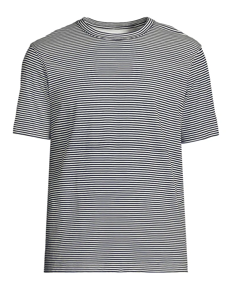 Lands' End Supima Kurzarm-Shirt mit Rundhalsausschnitt, Herren, Größe regular, Schwarz, Baumwolle, by Schwarz