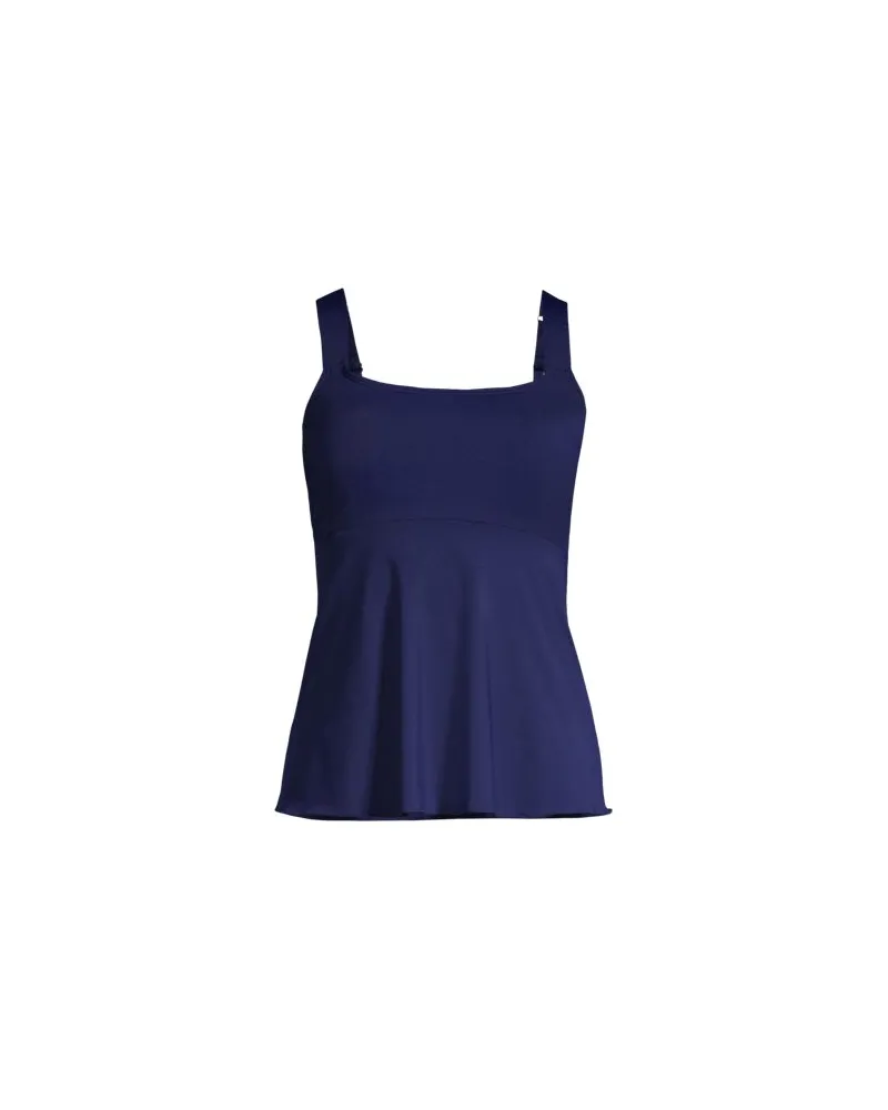 Lands' End Ausgestelltes Tankinitop mit U-Ausschnitt in Lang-Größe, Damen, Größe regular, Blau, Elasthan/Polyester-Mischung/Nylon-Mischung, by Blau