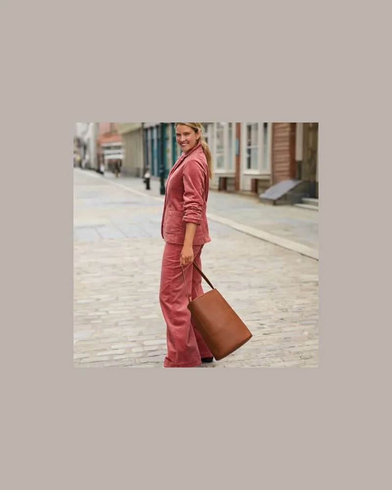 Lands' End Breitcord-Hose High Waist mit weitem Bein, Damen, Größe regular, Rot, Elasthan/Baumwoll-Mischung, by Rot