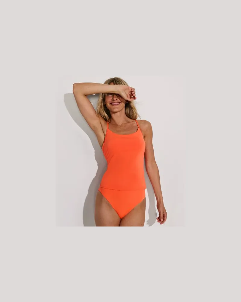 Lands' End Komfort-Tankinitop mit gekreuzten Trägern, Damen, Größe regular, Orange, by Orange