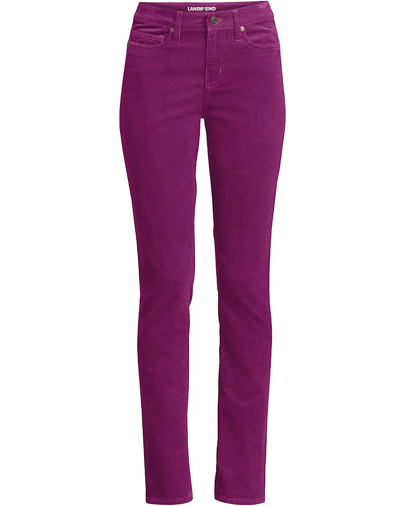 Lands' End Straight Fit Cordhose Mid Waist, Damen, Größe plus, Lila, Baumwoll-Mischung, by Lila