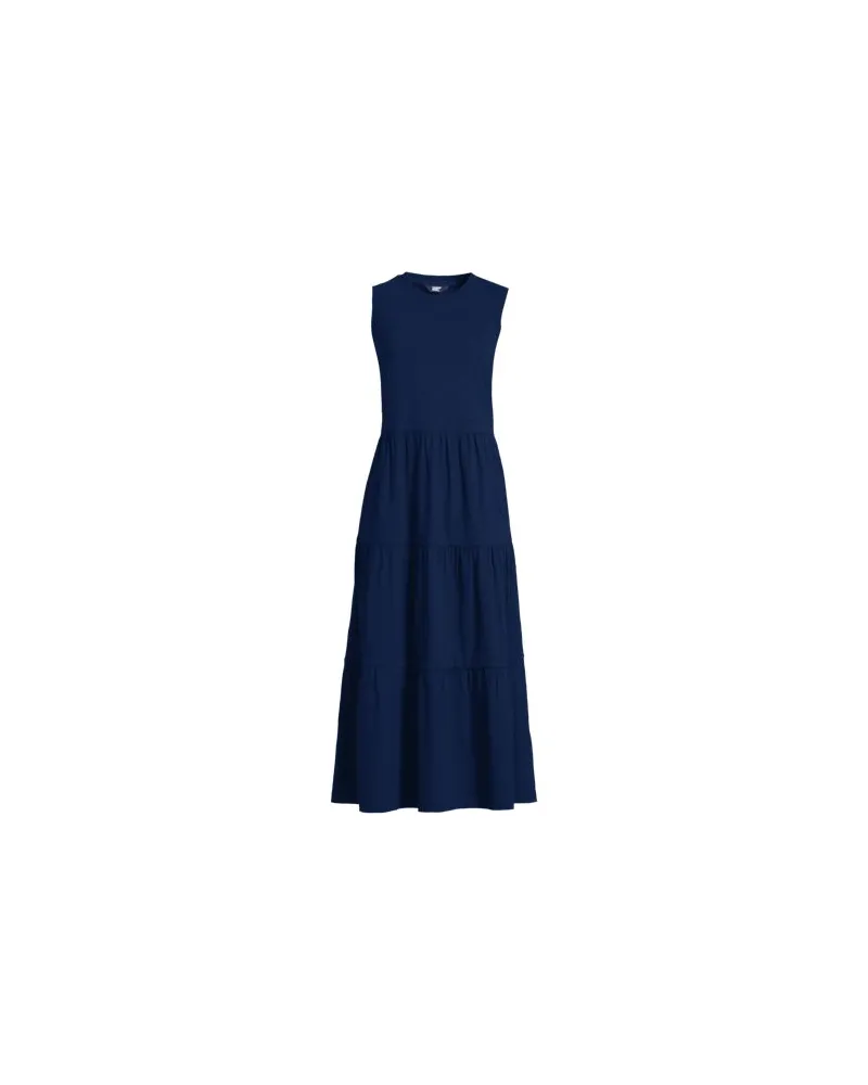 Lands' End Maxi-Baumwollkleid aus Flammgarn, Damen, Größe:40-42 regular, Blau, Baumwolle, by Blau