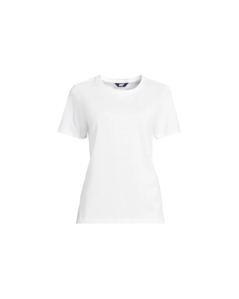 Lands' End Supima T-Shirt mit Rundhalsausschnitt, Damen, Größe plus, Weiß, Baumwolle, by Weiß