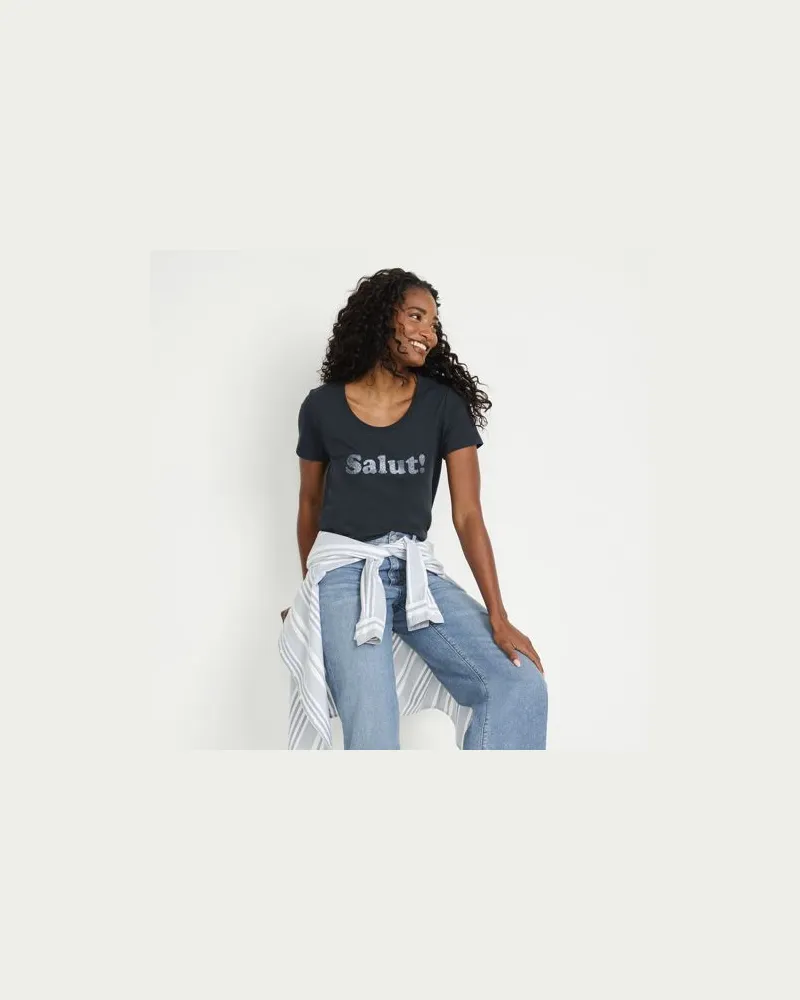 Lands' End Slogan-Shirt, Damen, Größe:40-42 regular, Grau, by Grau