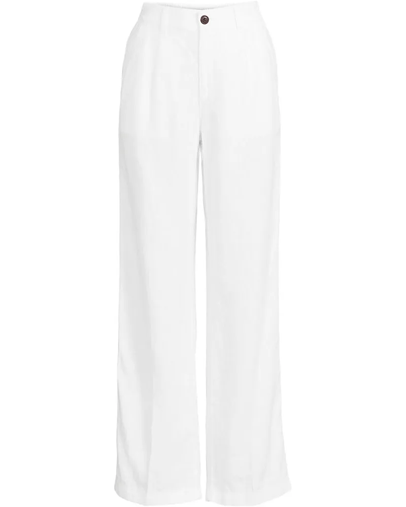 Lands' End Leinenhose High Waist mit weitem Bein, Damen, Größe plus, Weiß, Leinen, by Weiß
