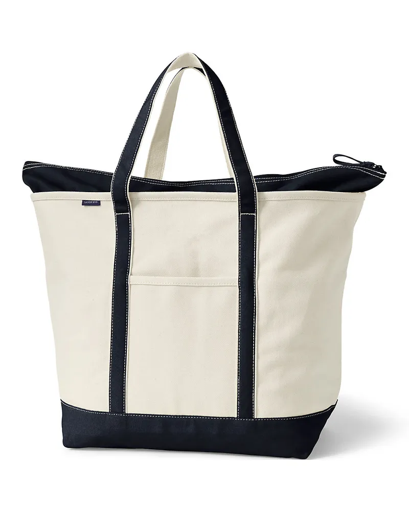 Lands' End Canvastasche mit Reißverschluss, extragroß, Herren, Größe:null regular, Weiß, Baumwolle, by Weiß