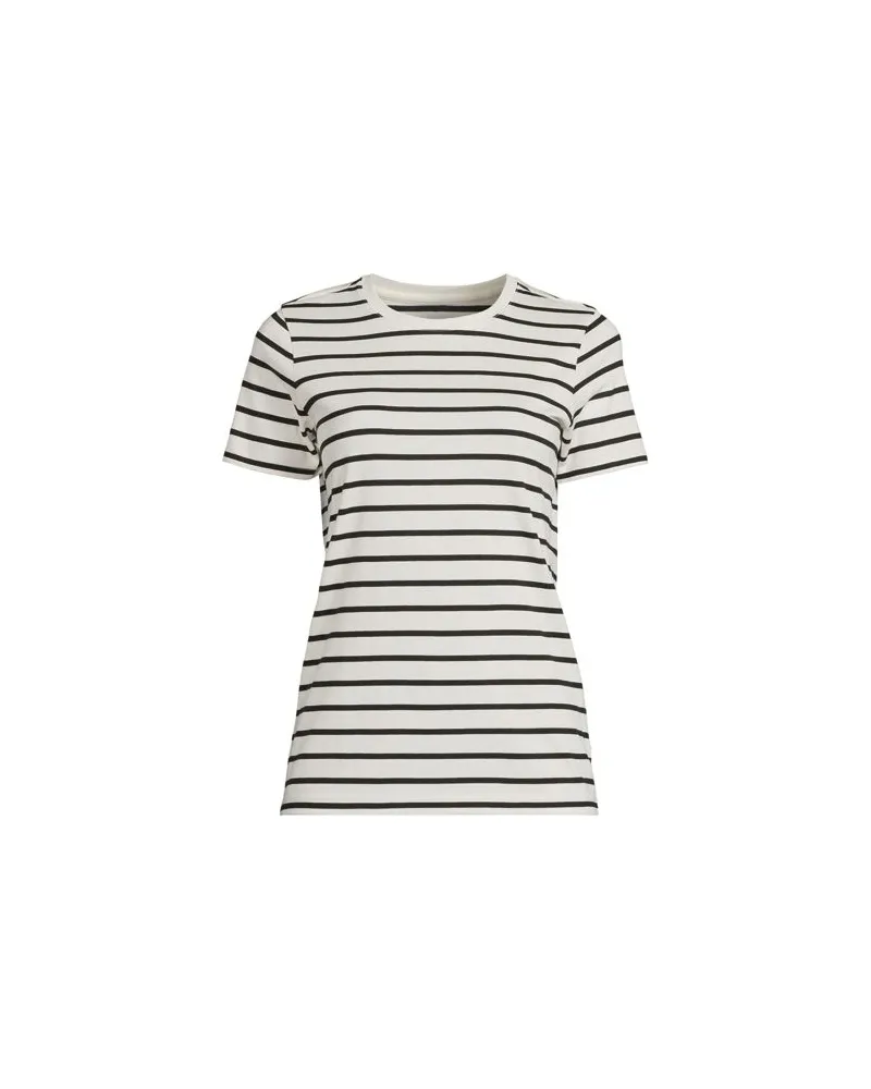 Lands' End Supima Kurzarm-Shirt mit rundem Ausschnitt, Damen, Größe regular, Weiß, Baumwolle, by Weiß