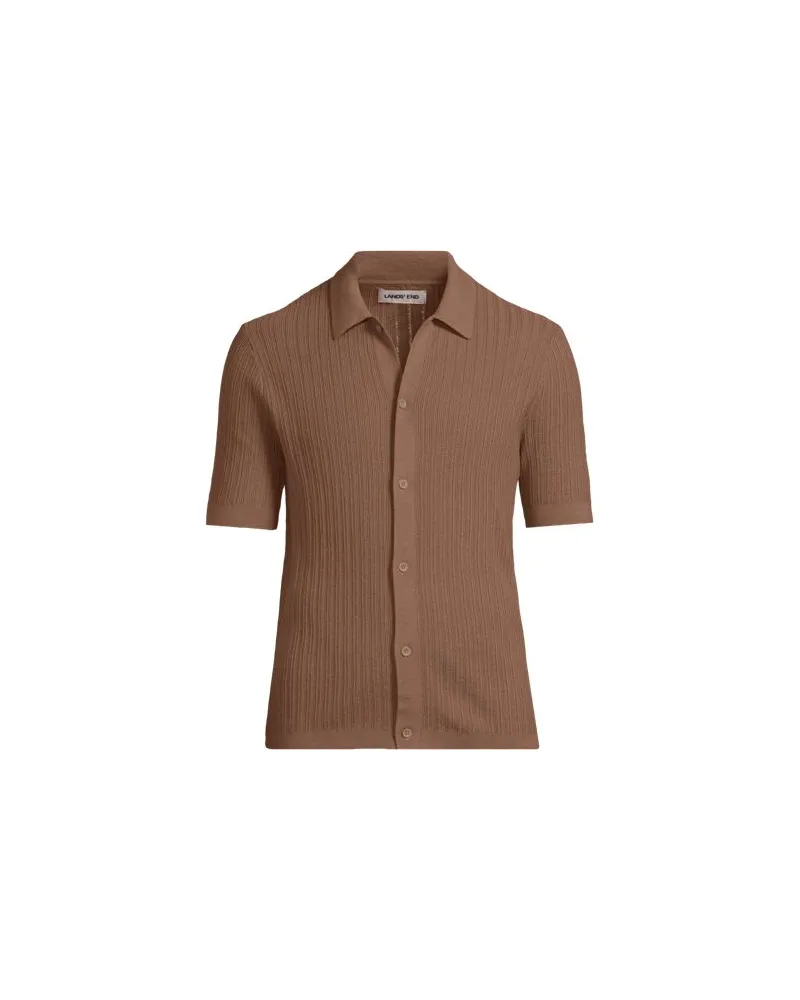 Lands' End Leichtes Feinstrick-Hemd aus Baumwolle, Herren, Größe:60 regular, Braun, Baumwolle, by Braun