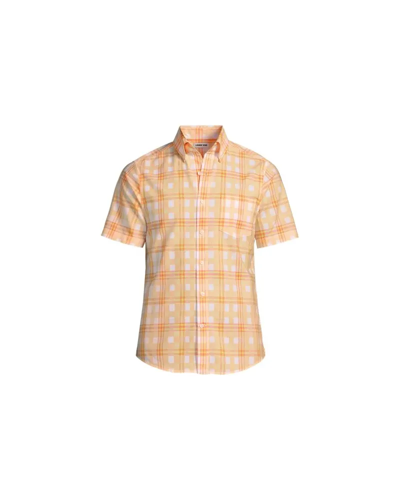 Lands' End Madras-Kurzarmhemd, Classic Fit, Herren, Größe:60 regular, Orange, Baumwolle, by Orange