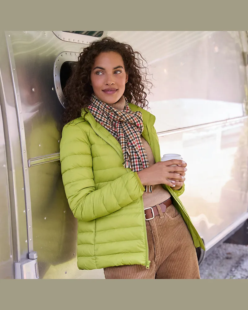 Lands' End Ultraleichte verstaubare Daunenjacke Wanderweight, Damen, Größe petite, Grün, Nylon, by Grün