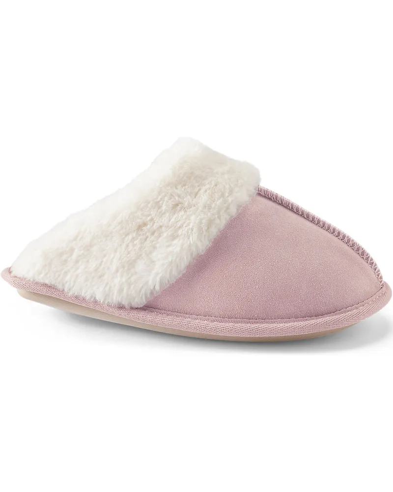 Lands' End Veloursleder-Pantoffeln, Damen, Größe regular, Pink, Polyester, by Pink
