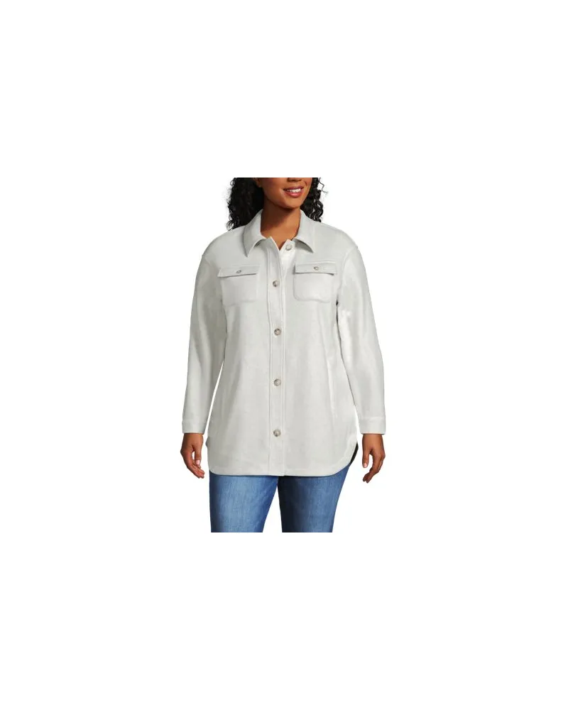 Lands' End Luxe Fleece-Hemdjacke, Damen, Größe plus, Grau, Polyester, by Grau