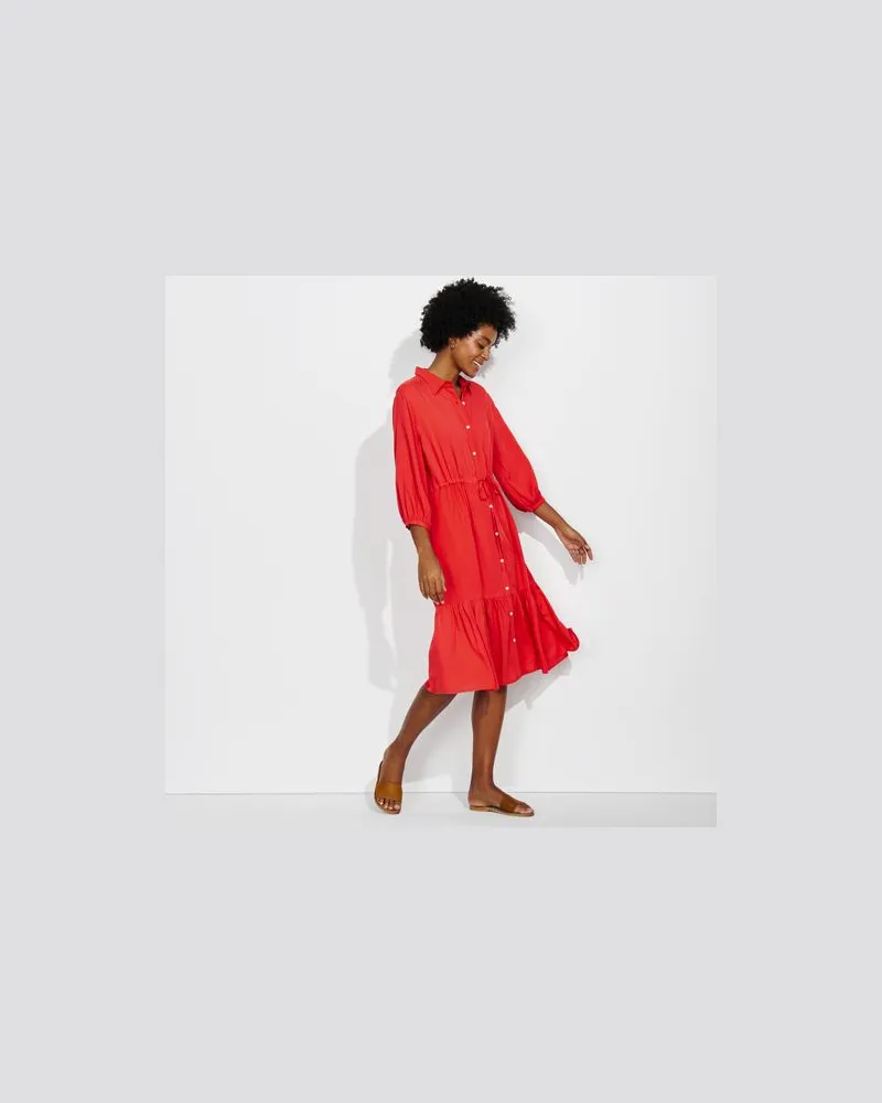 Lands' End Midi-Hemdblusenkleid, Damen, Größe:44-46 regular, Orange, Viskose, by Orange