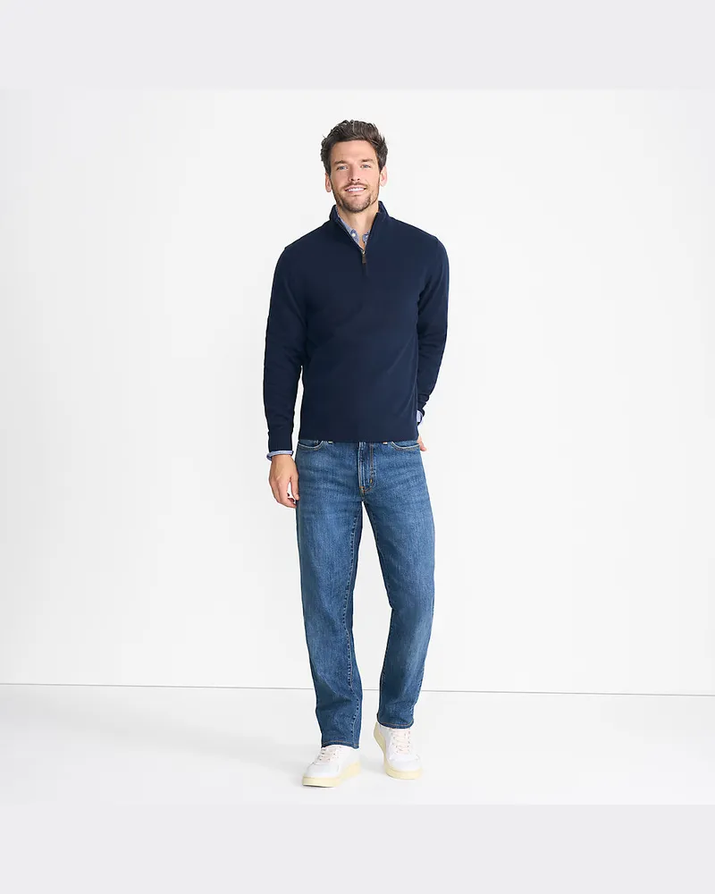 Lands' End Kaschmir-Pullover mit Reißverschluss, Herren, Größe regular, Blau, Kaschmir, by Blau