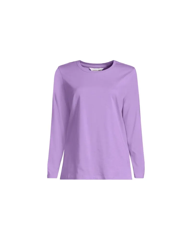 Lands' End Langärmeliges Supima-Shirt mit Rundausschnitt, Damen, Größe regular, Lila, by Lila