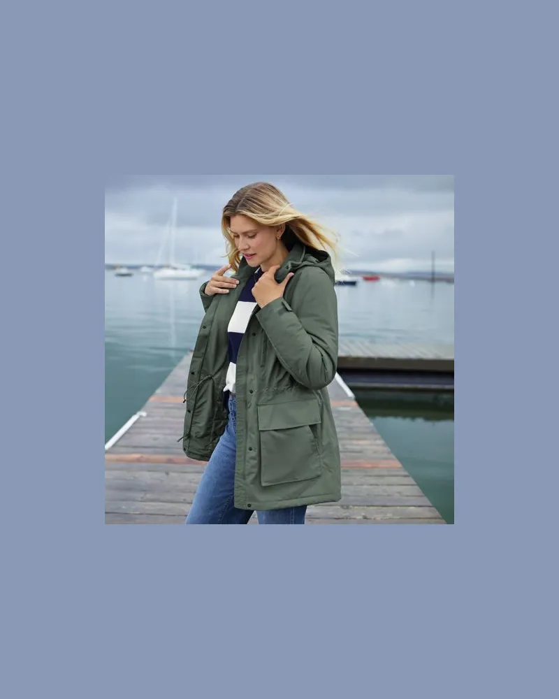 Lands' End Wasserdichter Parka SQUALL, Damen, Größe:44-46 petite, Grün, Nylon, by Grün