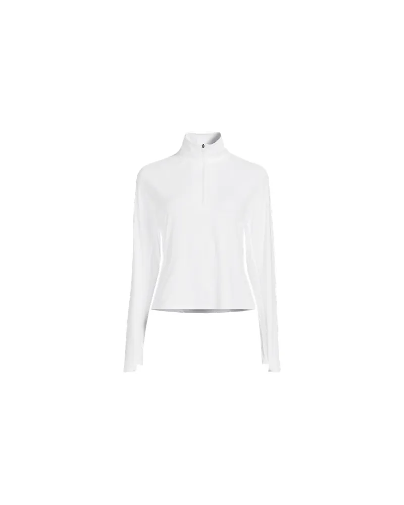 Lands' End Langarm-Badeshirt mit Reißverschluss, Damen, Größe regular, Weiß, Elasthan/Nylon-Mischung, by Weiß