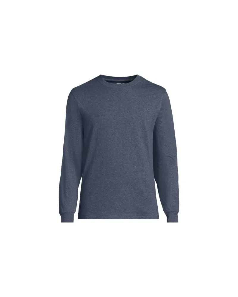 Lands' End Super-T Langarm-Shirt, Classic Fit, Herren, Größe:52-54 regular, Blau, Baumwolle, by Blau
